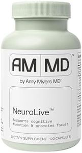 Amy Myers MD NeuroLive - Brain Health Supplement for Cognitive Function & Focus Support - with Vitamin B - Gluten-Free, Non-Dairy & Non-Soy - 120 Capsules (60 Servings)