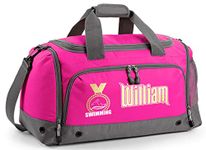 MusicaliTee Swimming Medal - FUSCHIA Pink - PERSONALISED - QUARTET HOLDALL Gym Swim Bag