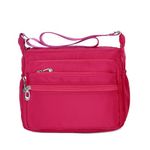 NOTAG Crossbody Bag for Women, Multi-Pocket Casual Messenger Bag Waterproof Shoulder Bag Nylon Bags, 2 Size (L, pink)