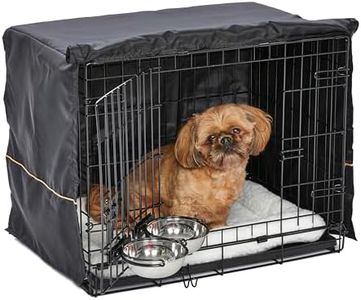 iCrate Dog Crate Starter Kit | 24-Inch Ideal for Small Dog Breeds (Weighing 13-25 Pounds) || Includes Dog Crate, Pet Bed, 2 Dog Bowls & Dog Crate Cover (Black)