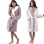 HOMELEVEL Sherpa reversible bathrobe lambskin look for ladies and gentlemen with hood dressing gown housecoat