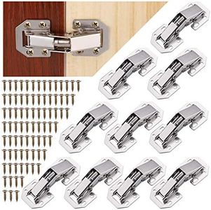 Kssvzz Hidden Cabinet Hinges(5 Pair, 10 Pack, 3 inch) Surface Mount Concealed Cabinet Hinges for Kitchen Cabinets Frameless with Screws | 90 Degree Spring Hidden Hinges for Cupboard Wooden Boxes