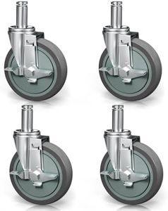 VVOKGO Caster Wheels 5" Locking Stem Casters Set of 4 Heavy Duty Castors with Brakes, for Wire Shelving Racks (0.866" x 2-3/16")