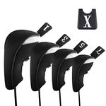 Andux Golf Driver Wood Head Covers 460cc Driver Pack of 4 Black