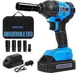 WISETOOL Cordless Impact Wrench,1/2 inch Electric Impact Wrench,Brushless Power Impact Wrench Set for Car Tires,Max Torque 260 ft-lbs,2.0A Li-ion Battery