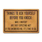 Funny Entry Rugs for Inside House Front Porch Sign Rugs Things to Ask Yourself Before You Knock Personalized Monogram Kitchen Rugs and Mats with Anti-Slip Rubber Back Novelty Gift Mat(23.7 X 15.9 in)