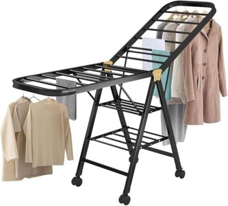Clothes Drying Rack,Folding Adjustable Clothes Airer,3-Tier Clothes Rack Free-Stand,Indoor Outdoor Clothes Rack with 4 Universal Wheels