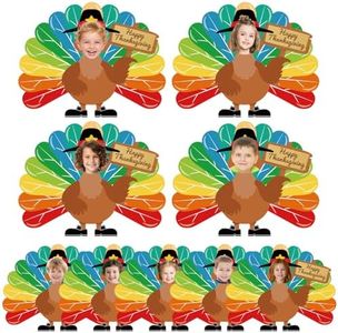 50Pcs Thanksgiving Turkey Bulletin Board Decorations with 100Pcs Glue Points Turkey Paper Cutouts with Photo Space for DIY Craft Classroom Door Wall Party Décor