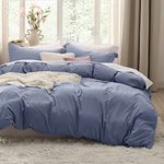 Bedsure Slate Blue Duvet Cover Queen Size - Soft Prewashed Queen Duvet Cover Set, 3 Pieces, 1 Duvet Cover 90x90 Inches with Zipper Closure and 2 Pillow Shams, Comforter Not Included