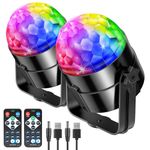 Disco Lights,RIYO 360°Rotation Sound Activated Disco Ball Light with Remote Control,Party Lights for Indoor Room Birthday Dance Karaoke Decorating(2 Packs)