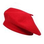 ZLYC Wool Beret Hat Classic Solid Color French Beret for Women Red