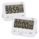 stonylab 2pk Digital Timer Clock, 2 Pack Premium Multi-Function Digital Clock Countdown Timer Kitchen Event Timer with Alarm, Magnetic Back Big Digits Display Vibration/Flashlight/Sound Alarm