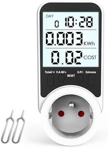 KAEFUYS Wattmètre Prise Compteur d'Énergie Compteur Électrique 7 Modes de Surveillance Consommation d'Énergie 3680 W 16 A Max avec Protection de Surcharge Écran LCD pour Maison Bureau Norme Française