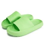 rosyclo Pillow Slides for Womens and Mens, Cloud Foam Summer Pool Beach Spa Anti-slip Super Ultra Comfy Thick Sole Home House Recovery Cloud Cushioning Slides Sandles,Size 10 10.5 Bright Green