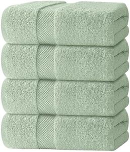 White Classic Luxury Bath Towels Set of 4 Large - 700 GSM Cotton Ultra Soft Bath Towels 27x54 | Highly Absorbent and Quick Dry | Hotel Towels for Bathroom Luxury, Plush Sage Green