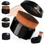 ENZO KEN Retractable Flat Foundation Brush for Liquid Makeup with Cover, Liquid Foundation Brush, Flat Makeup Brush for Liquid Foundation, Cream Contour Brush for Cream Makeup. - Black, 55R