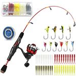 PLUSINNO Ice Fishing Rod and Reel Combo, Ultralight and Sensitive Ice Fishing Pole and Reel for Beginners, 26"/27"/28" Ice Fishing Combo for Trout, Walleye, Perch, Panfish Bluegill Crappie