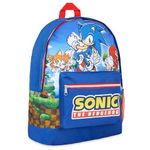 SONIC THE HEDGEHOG School Bag Kids Backpack for Boys Blue Large Capacity Backpack for School Travel Sports Book Bag 2 Pockets Sonic Gifts for Boys (Dark Blue)