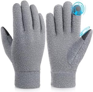 Cierto Winter Gloves for Men Women: Thermal Touch Screen Polar Fleece Gloves with Elastic Cuff for Running Driving Bike Cycling - Heather Grey
