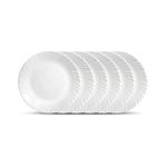 LaOpala Diva, Classique Collection, Opal Glass Full Plate Set 11" 6 pcs, Plain White