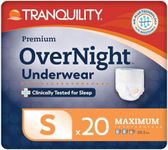 Tranquility Premium OverNight Disposable Absorbent Underwear (20 Count) - S, 22-36 in. Waist - Maximum Absorbency, All-Night Sleep, Breathable Comfort, 20 Adult Diapers