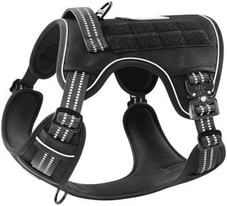 PawsPassion No Pull Dog Harness for Large Dog, Heavy Duty Tactical Adjustable Pet Harness, Voyager Service Walking Ruffwear Vest Harness with Easy Control Handle Ring Reflective Strip (Stealth, XL)
