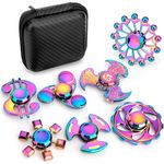 Rainbow Fidget Spinners Pack Stress Relief Toys for Kids Adults, Hand Spinner Metal Fidget Bulk Set Desk Toy for Focus, Small Gadget Novelty Party Favor - 7 PCS