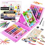 KINSPORY Art Set for Kids, 290 PCS Art Kits For Kids, Deluxe Painting Art Set, Coloring Drawing Art Supplies Case Gift for Artists Teens Boys Girls 4 5 6 7 8 9 10 11 12 (Pink)