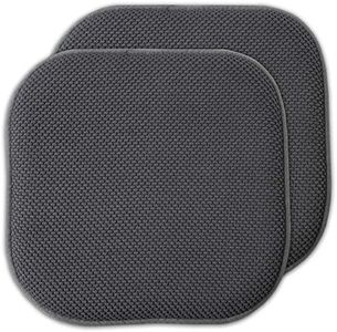 Sweet Home Collection Memory Foam Honeycomb Nonslip Back 16" x 16" Chair/Seat Cushion Pad, 2 Pack, Charcoal Gray