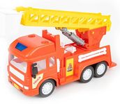 RATNA'S Fire Ladder Toy Truck My First Wheels Friction Powered Big Size Plastic Rescue Toy Vehicle for Kids