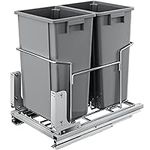 YITAHOME Double 37 QT(Large) Pull-Out Trash Cans with Soft-Close Slides for Kitchen Cabinets, Under Mount Slide Out Trash Garbage Bins, Gray