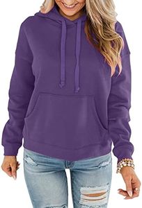 Bingerlily Women's Casual Hoodies Long Sleeve Solid Lightweight Pullover Tops Loose Sweatshirt with Pocket, D-purple, Large