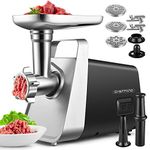 CHEFFANO Meat Grinder, 2000W Max Stainless Steel Food Grinder Electric, ETL Approved Heavy Duty Meat Mincer Machine with 2 Blades, 3 Plates, Sausage Stuffer Tube & Kubbe Kit for Home Kitchen Use