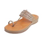 Metro Womens Synthetic Dark Beige Kolhapuris (Size (5 UK (38 EU))