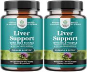 Liver Cleanse Detox & Repair Formula - Herbal Liver Support Supplement with Milk Thistle Turmeric Dandelion Root & Artichoke Extract for Liver Health - Silymarin Milk Thistle Liver Detox Capsules 2pk