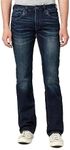 Buffalo David Bitton Men's Slim Boot King Jeans, Whiskered and Sanded Indigo, 44W x 34L