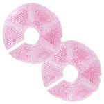 Breast Therapy Pads Breast Ice Pack, Hot Cold Breastfeeding Gel Pads, Boost Milk Let-Down with Gel Bead Pads, 2 Count (Pink 2, Large Diameter: 7.5")