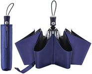 FDJASGY UV Sun Umbrella Compact Folding Travel Umbrella Auto Open Close Compact Folding Rain Umbrellas for Women Men Blocking UV 99.98% Blue