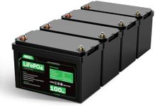 HQST 12V 400Ah LiFePO4 Battery, Group 31, 4 Pack of 100Ah Lithium Iron Phosphate Battery, Deep Cycle Lithium Battery, 10 Year Lifetime with Low & High Temp Protection for RV, Solar, Trolling Motor