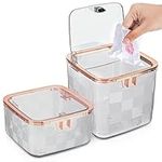 BELLE VOUS Small Desktop Trash Cans with Lids (2 Pack) - Mini Plastic Waste Bins for Desk, Table, Office, Kitchen, Bedroom or Bathroom - 1.4L & 2.2L Garbage Cans