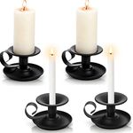 Yopay 4 Pack Iron Taper Candle Holder, Retro Rustproof Candlestick Holders, Sturdy Black Candlelight Stand for for Wedding Dinning Party Dinning Home Events Desktop Table Decor