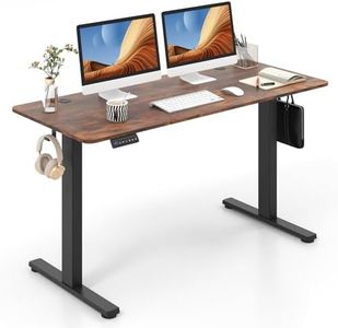 Giantex Electric Standing Desk, 140 x 60 cm Sit Stand Home Office Desk with 3 Memory Height Settings, Height Adjustable Computer Desk with 2 Hanging Hooks & Cable Management (Rustic Brown + Black)
