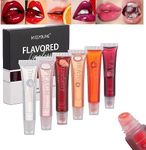 RoseFlower 6Pcs Liquid Lip Gloss Set, Fruity Lip Oil Set, New Water Sensation Lip Oil Moisturizing Mirror Repairing Lip Gloss Lip Care, Lipgloss Moisturizing Lipsticks Crystal Jelly Lip Balm