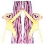 Tickles 2 Pcs Monkey Soft Plush Toy Curtain Tiebacks Holder Clip for Children Living Room Decoration Accessories Window Curtain Decoration (Size: 28 cm Color: Yellow)