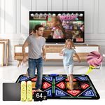 Music Double Dance Mat for Kids and Adults,64G Memory Card,Fitness Dance Games with MV/3D/Cartoon Dance Mode, 590pcs Games and 75 MV 600 Songs for HDMI TV Fun Senior Flannel Materia (Color B)