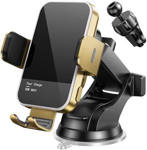 Wireless Car Charger,【7 Colored RGB Backlit】 15W Auto Clamping Phone Holders for Your Car for iPhone 16 15 14 13 12 Mini Pro Max 11 XR XS X, Samsung Galaxy S24 Ultra S23 S22 S21+ Note 20, etc - Gold