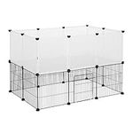 EUGAD rabbit run guinea pig run hamster playpen bunny puppy enclosure exercise fence with door diy white 20 Panels (35x35cm/panel) 107 x 72 x 72 cm 0005WL