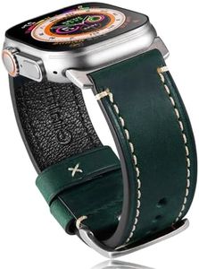 Gitalian Leather Band Compatible with Apple Watch Ultra 2/1 Band 49mm 45mm 44mm 42mm for Men, chubby cable Genuine Leather robust and Wide Band Strap for iWatch, Series 9 SE 8 7 6 5 4 Green