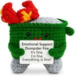 Reluen Emotional Support Dumpster Fire Crochet Doll with Positive Card - Crochet Emotional Support Crochet Dumpster Fire Desk Accessories - Emotional Dumpster Fire Crochet Dumpster Fire