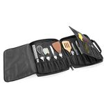 samdew Chef Knife Bag with 20+ Slots, Chef Storage Case for Kitchen Tools & Chef Utensils, Professional Knife Carrier Travel Knife Roll Bag with Lockhole & Multiple Pockets, Patent Design, Bag Only